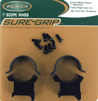 Weaver Rings Detachable Top Mount Sure-Grip 1" X-High Matt