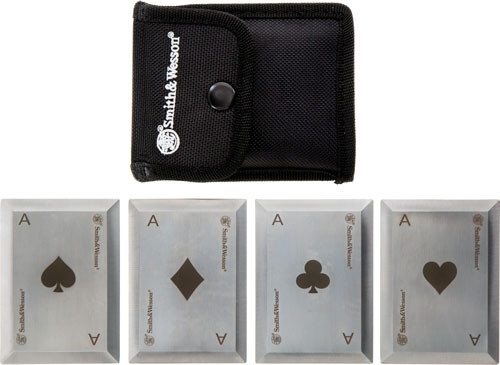 Smith & Wesson Bullseye Throwing Cards 4 Pack Stainless Laser Etched with Sheath - 1136222