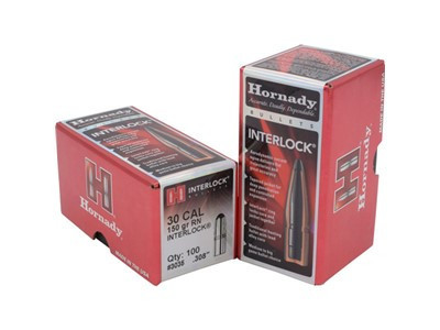 Hornady InterLock, RN 30 Cal 150gr Bullets, 100 Count - 3035