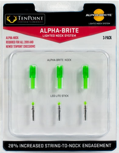 Tenpoint Lighted Xbow Nock Alpha-Brite .297" Green 3PK
