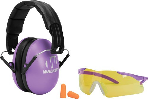 Walkers Muff Shooting Passive Youth Glasses/Plugs 27dB Purp