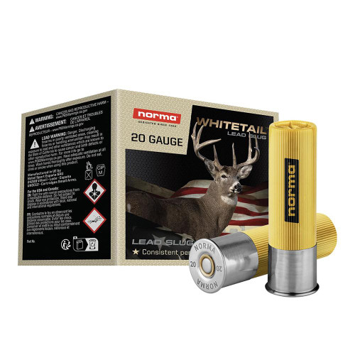 Norma WhiteTail Shotshells 20ga 2-3/4" 7/8oz 1345 fps Slug 25/ct