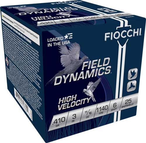 Fiocchi High Velocity 410 Gauge Bore Ammo 3; 11/16 oz #6 Shot Box of 25