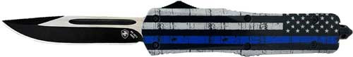 TEMPLAR KNIFE LARGE OTF BACK THE BLUE 3.5" BLK DROP POINT