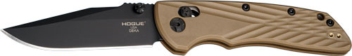 Hogue Deka 3.25" Folding Clip Point Plain Black CPM MagnaCut Blade FDE - 24377