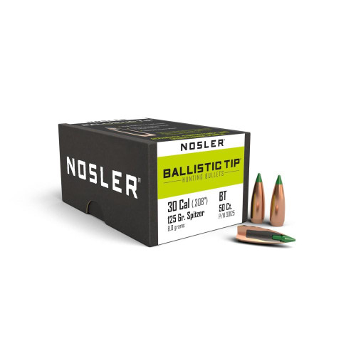 Nosler Ballistic Tip Hunting Rifle Bullets .30 cal .308" 125 gr Sbt-Btip 50/ct