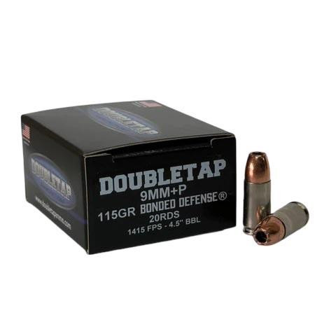 Double Tap Defense 9mm Luger +P Ammo 115gr Bonded JHP 20 Rounds - 9MM115BD