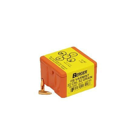 Berger Match Grade Varmint FB .22 Cal .224 52gr Bullets, 100 Count - 60-22309
