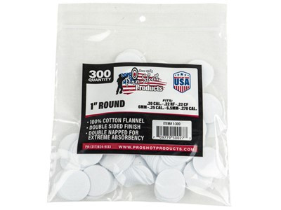 Cotton Flannel Cleaning Patches - .22-.270 Caliber, 100 Count