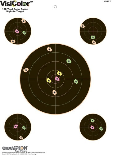 CHAMPION VISICOLOR TARGET BULLSEYE W/4 XTRA BULLS 10-PK