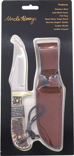UNCLE HENRY KNIFE STAGLON 4" CAPER W/LEATHER SHEATH