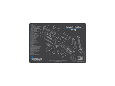 Cerus Gear Taurus G3 Schematic Handgun Mat Charcoal Gray-Cerus Blue, 12" X 17" - HMTRSG3SCHGRY
