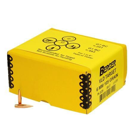 Berger Match Grade Target Bullets 6mm .243" 105 gr VLD Target 500/ct