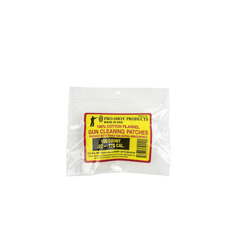 COTTON FLANNEL PATCHES - .22-.270 CALIBER, 100 COUNT