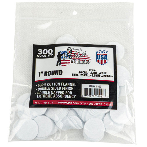 Pro-Shot Cotton Flannel Cleaning Patches .22-.270 Caliber 100 Count - 1300