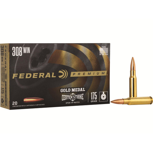 Federal Gold Medal 308 Winchester Ammo 175 Grain Open Tip Match