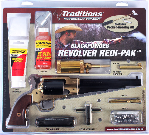 Traditions BP Revolver 1858 REM 44 CAL Brass/WAL Redi-Pak