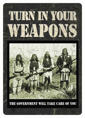 Rivers Edge TIN Sign 12"X17" "Turn In Your Weapons"