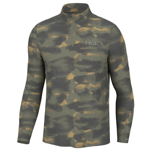 HUK Camden Coldfront 1/4 Zip Long Sleeve Shirt Mossberg M - H1200582-316-M