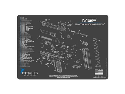 Smith & Wesson M&p Schematic Handgun Promat - Charcoal Gray-cerus Blue