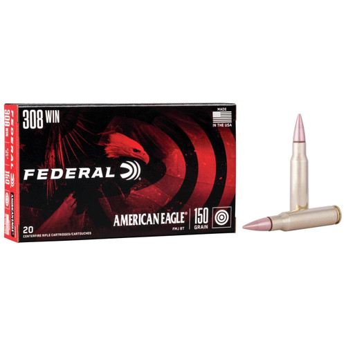 Federal American Eagle Rifle Ammunition .308 Win 150 gr Fmjbt 20/ct