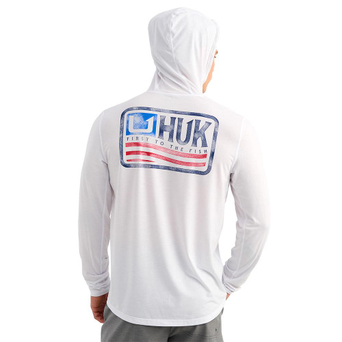 HUK Drift Long Sleeve Hoodie White S - H1200726-100-S