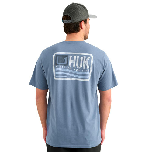 HUK Born Wave Short Sleeve Shirt Stormy Blue L - H1000605-415-L