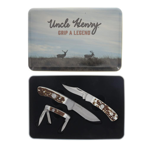 Battenfeld Uncle Henry Knife Combo with Tin 1 Fixed 2 Folding - 1227079