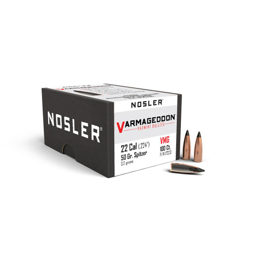 Nosler VarMageddon Rifle Bullets .22 Cal .224" 50 gr Fb-Tipped 100/ct