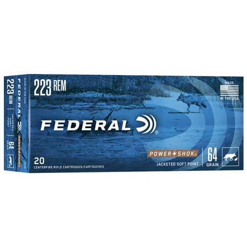 Federal Power-Shok Rifle Ammunition .223 Rem 64 gr SP 20/ct