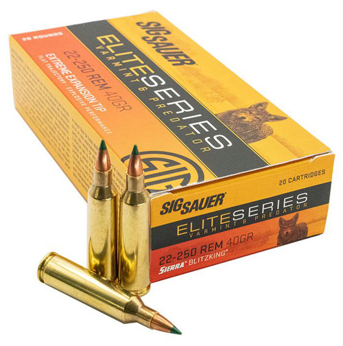 Sig Sauer Elite Varmint & Predator Extreme 22-250 Rem Ammo 40gr 20 Rounds - E225VP4020