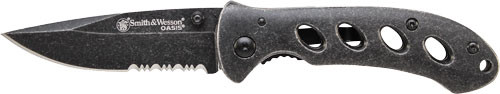 Smith & Wesson Oasis Small Liner Lock Knife 2.6" Stonewash Blade - SW421CP