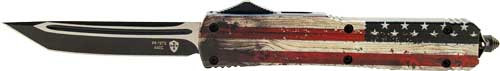 TEMPLAR KNIFE SLIM OTF WOOD US FLAG 3.1" BLACK TANTO
