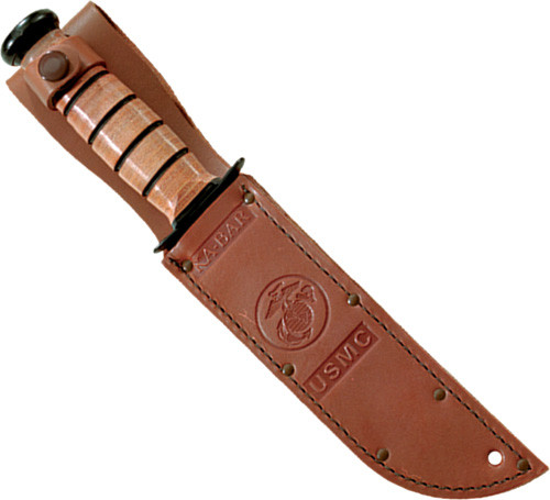Ka-Bar Fighting/Utility Knife 7" Srrtd W/Leather Sheath Usmc