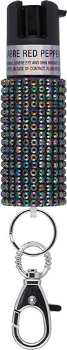 Sabre Jeweled Pepper Spray W/ Snap Clip/Twist Lock Black