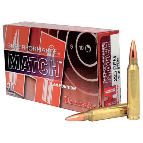Hornady Superformance Match 223 Rem Ammo 75gr BTHP 20 Rounds - 80264