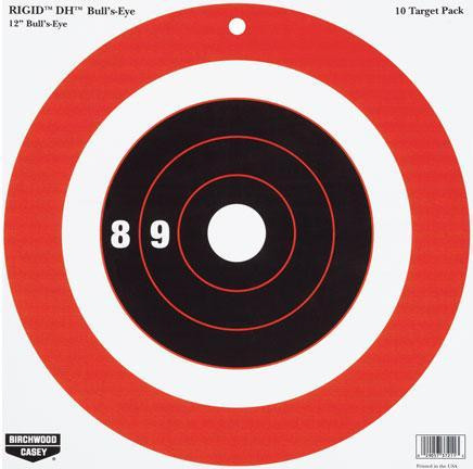 Birchwood Casey Rigid Paper DH Bulls-Eye Target 12" 10 Count - BC-37211