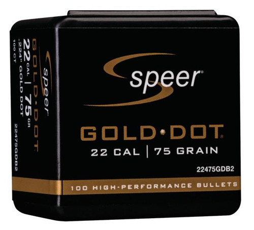 Speer Gold Dot Component SP .224 Cal .224 75gr Bullets - 22475GDB2