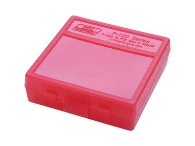 MTM Handgun Ammo Box Clear Red, P-100 Series, 9mm Luger, 100-rd - P100929