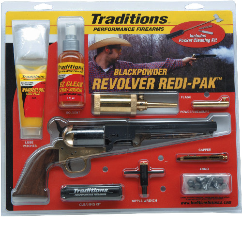 Traditions BP Revolver 1851 Navy 44 CAL Brass/WAL Redi-Pk