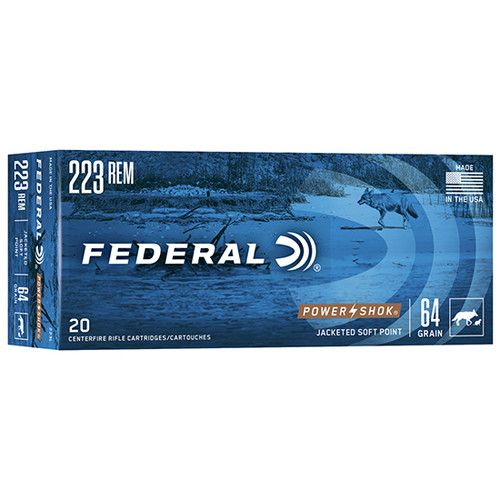 Federal Power-Shok 223 Rem Ammo 64gr JSP 20 Rounds - 223L