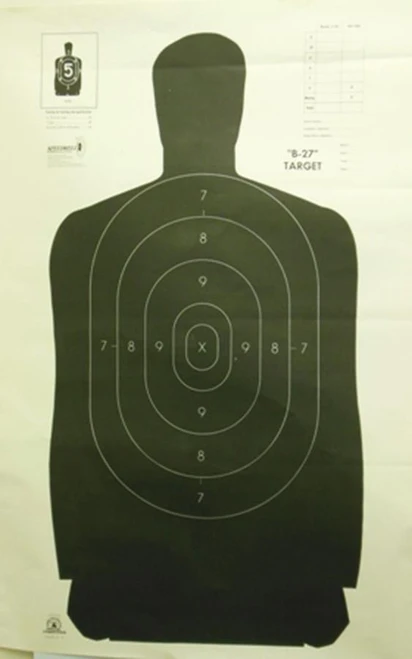 Speedwell Targets Official NRA Police Qualification Silhouette Black 50 Yard - B 27 FSA