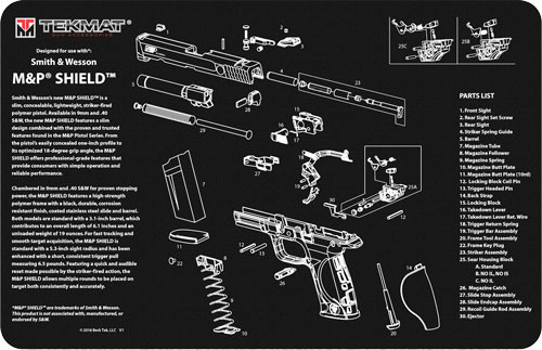 TekMat Armorers Bench Mat 11"X17" S&W M&P Shield Black - 17-MP-SHIELD