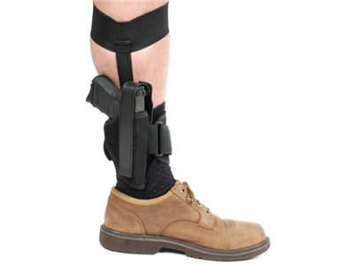 Nylon Ankle Holster - Black, Rh, Sz 1, 3-4" Bbl Medium Frame .32-.380 Autos