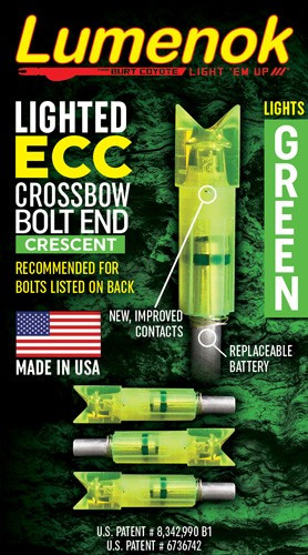 Lumenok Lighted Nock Xbow Green Crescent Easton Carbon 3PK
