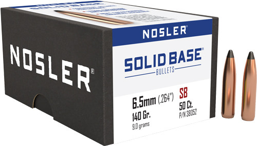 NOSLER BULLETS 6.5MM .264 140GR SOLID BASE SP 50CT