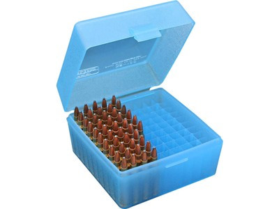 Rs-100 Series Small Rifle Ammo Box - 100 Round Clear Blue