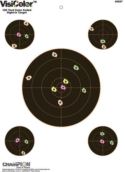 Champion VisiColor High-Visibility Paper Targets 8" Bull w/4 extra Bulls 10/Pack
