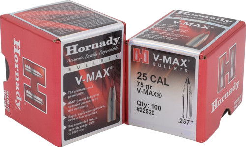 Hornady Bullets 25 CAL .257 75gr V-Max 100-Count 40BX/CS