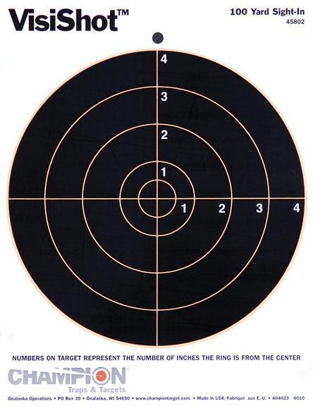 Champion VisiShot Hanging Paper Black/White 8" Bullseye 10 Pack Targets - 45802